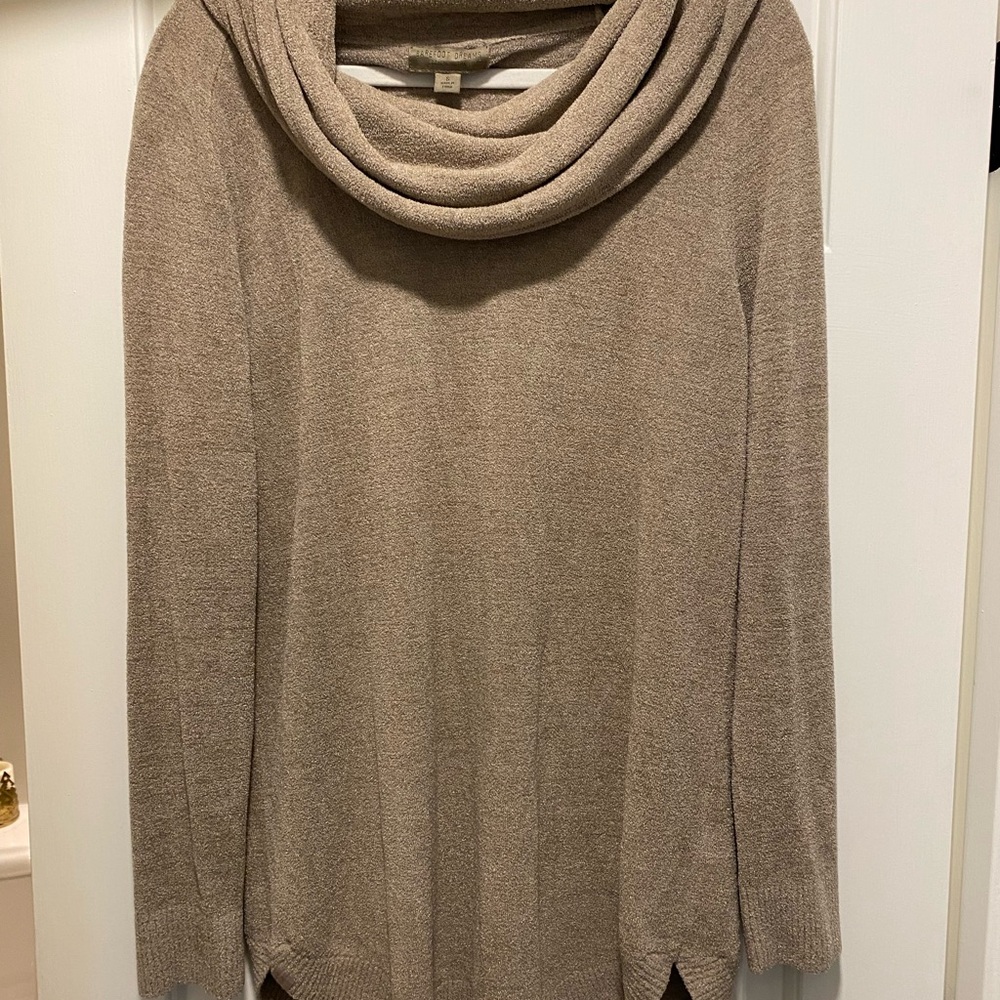 Barefoot Dreams Taupe Cowl Neck Sweater